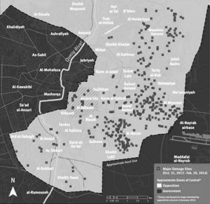المواقع الرئيسية للدمار في حلب 31 تشرين الأول - أكتوبر 2013 إلى 20 شباط - فبراير 2014
